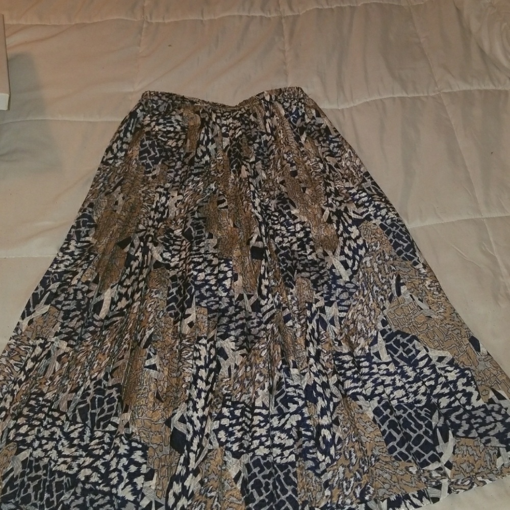 Multi print pleated midi skirt